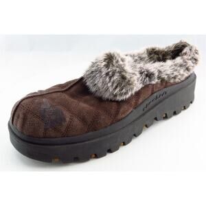 Skechers Slipper Mules Brown Leather Women Shoes Size‎ 9.5 Medium